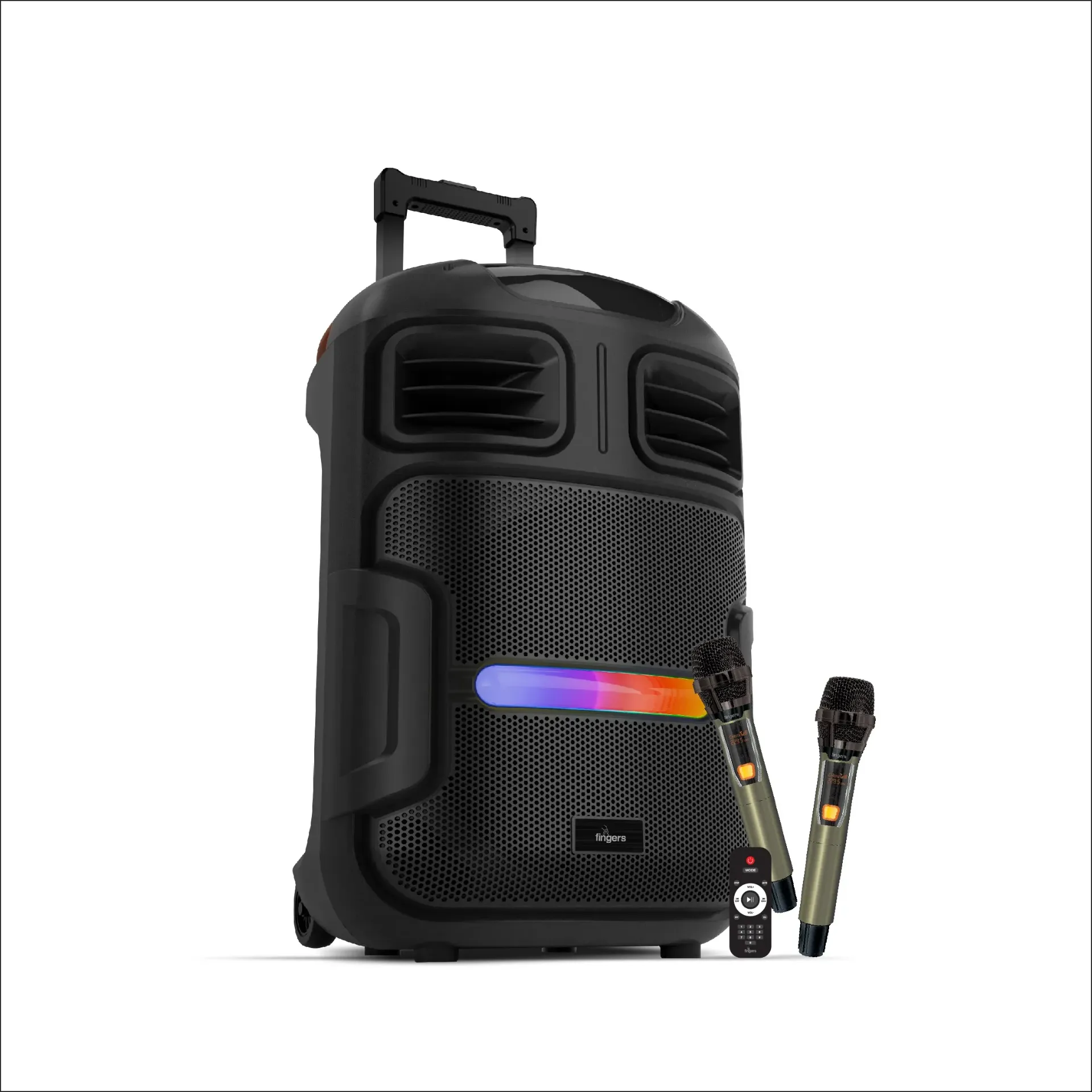 FINGERS RollingParties-51 Portable Party Speaker Bundled 2 Wireless Mics & Additional 2 Mics